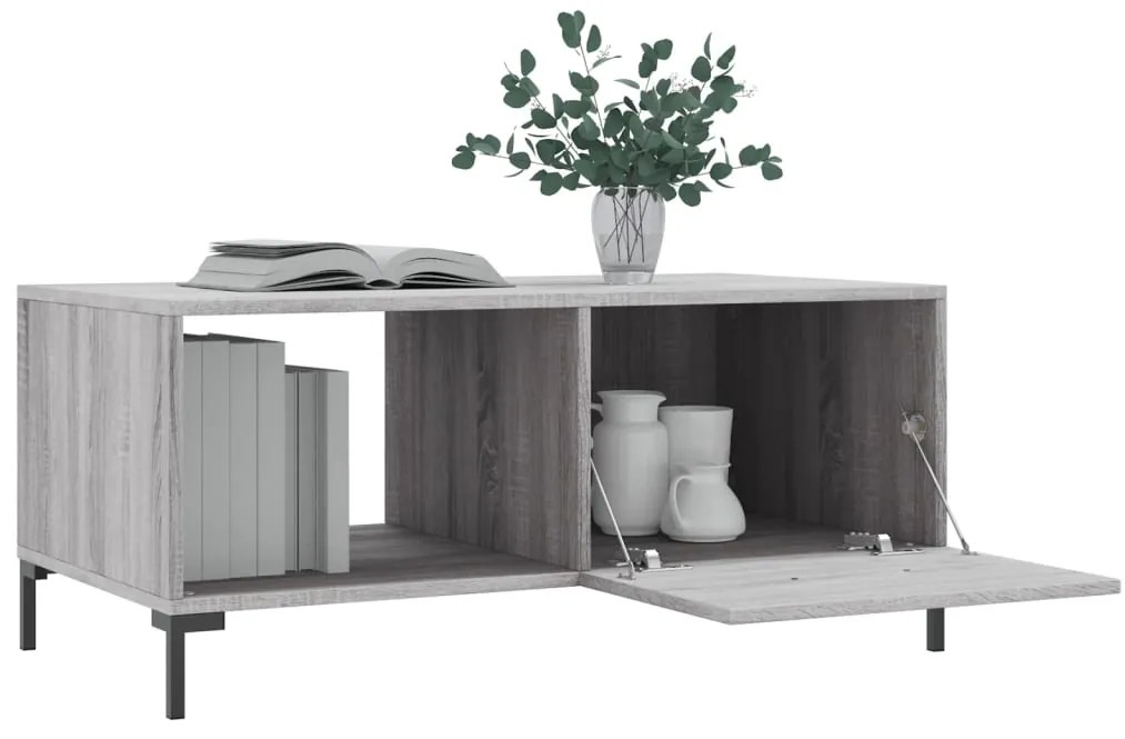 Mesa de centro 90x50x40 cm derivados de madeira cinzento sonoma