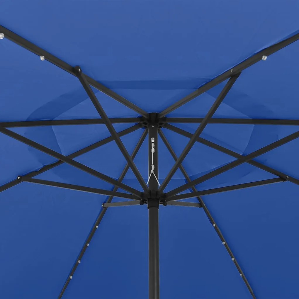 Guarda-sol de jardim com luzes LED 400 cm azul-ciano
