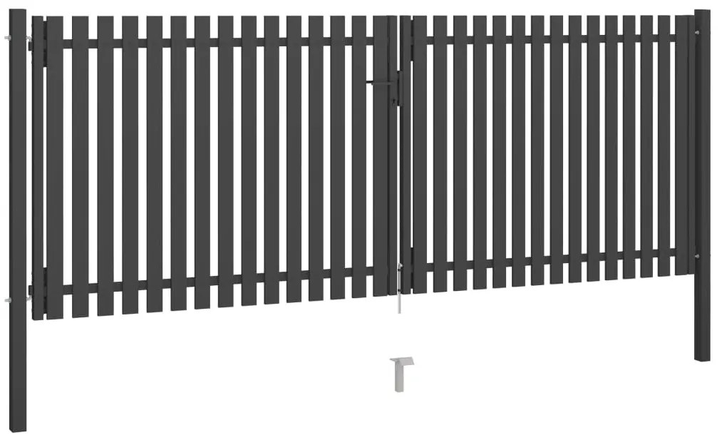 Portão de cerca para jardim 4x1,7 m aço antracite