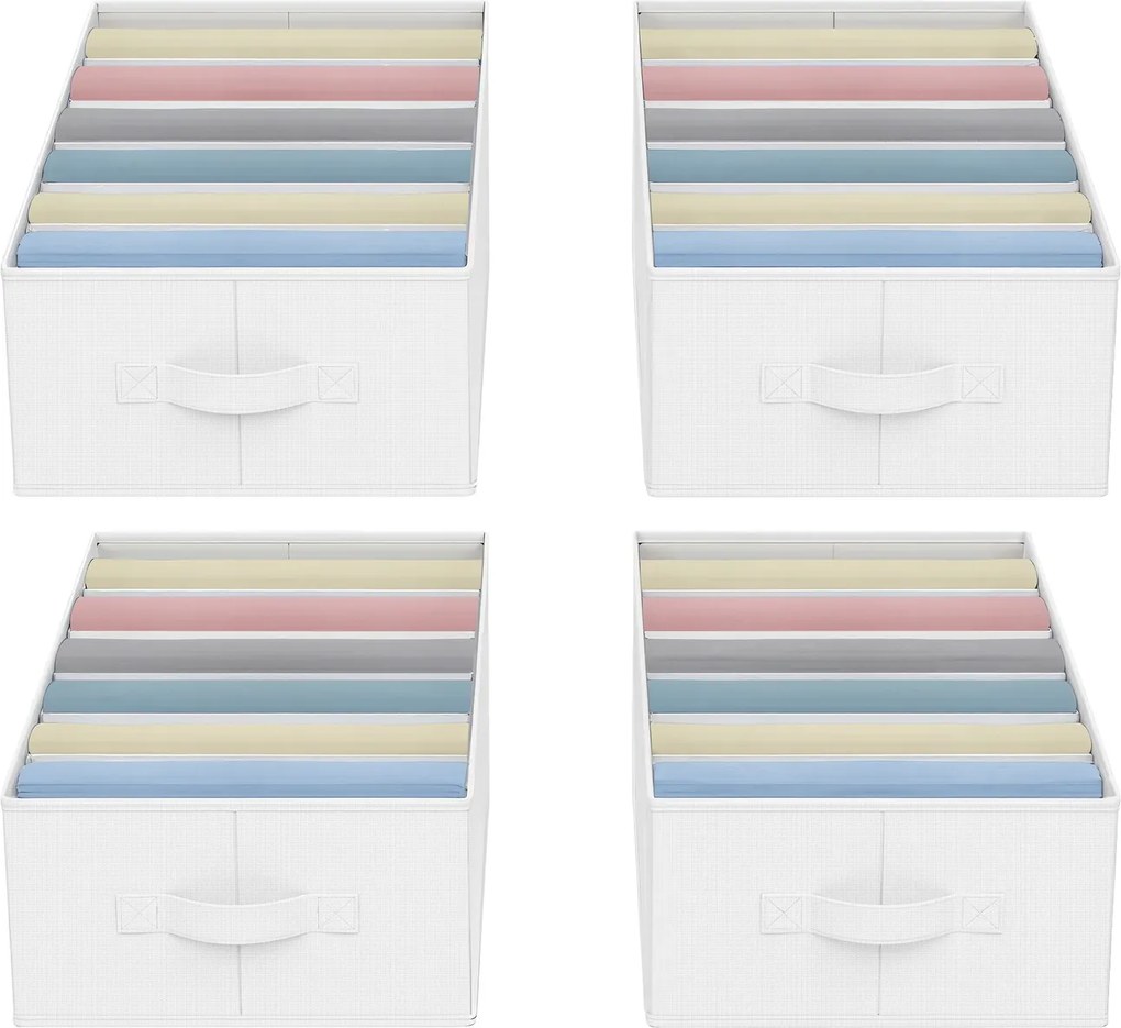 Conjunto de 4 Organizadores para Guarda roupas com 6 compartimentos dobrável 42 x 30 x 17 cm branco clássico