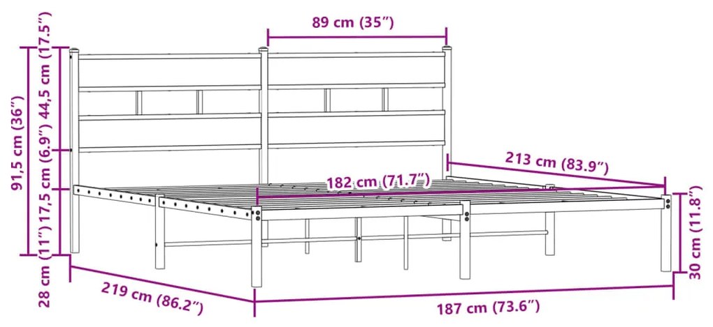 Cama sem colchão com cabeceira 183x213 cm carvalho castanho