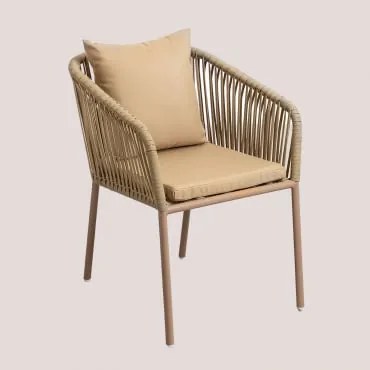 Cadeira De Jardim Com Apoios De Braços Em Corda Trançada Arhiza Classic Castanho Areia - Sklum