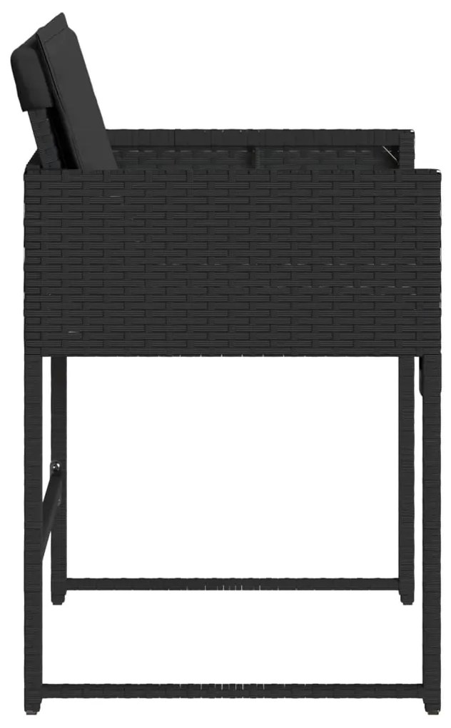 Cadeiras de jardim com almofadões 4 pcs vime PE preto
