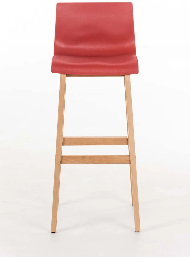 Banco de bar Hoover em plástico e com estrutura de Cor Natural 41 x 101 x 46 cm Vermelho