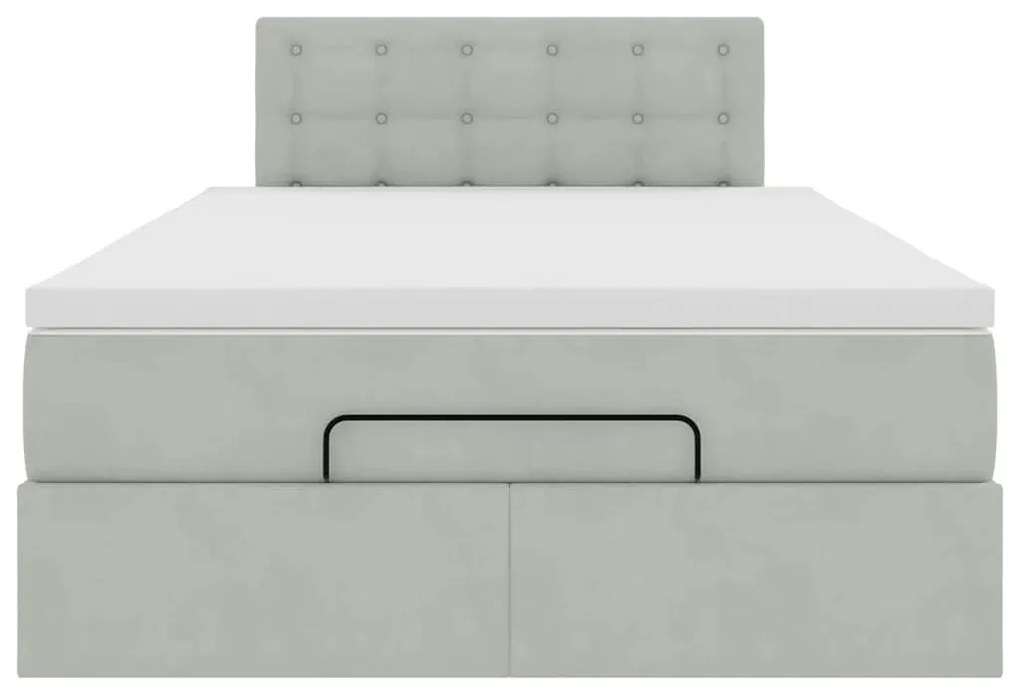 Estrutura de cama otomana com colchão cinza claro Veludo