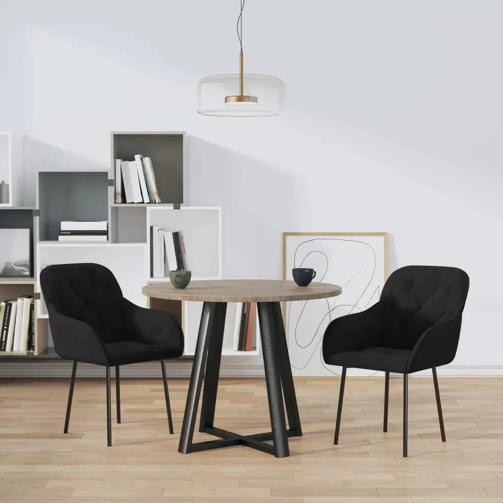 vidaXL Cadeiras de jantar 2 pcs veludo preto