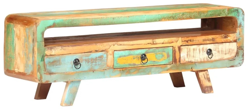 Móvel de TV 117x30x41 cm madeira recuperada maciça