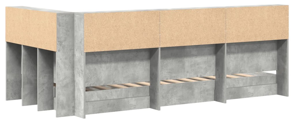 Cama com Estante Cinza Concreto 100x200 cm Madeira Engenheirada