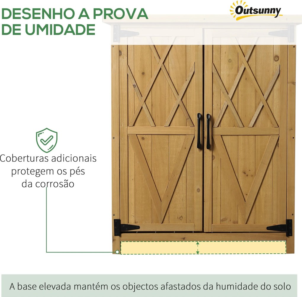 Armário de Jardim em Madeira com Teto Galvanizado – Armoire Bois – Nat