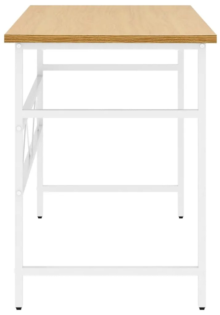 Secretária p/ PC 105x55x72cm MDF e metal branco/carvalho-claro