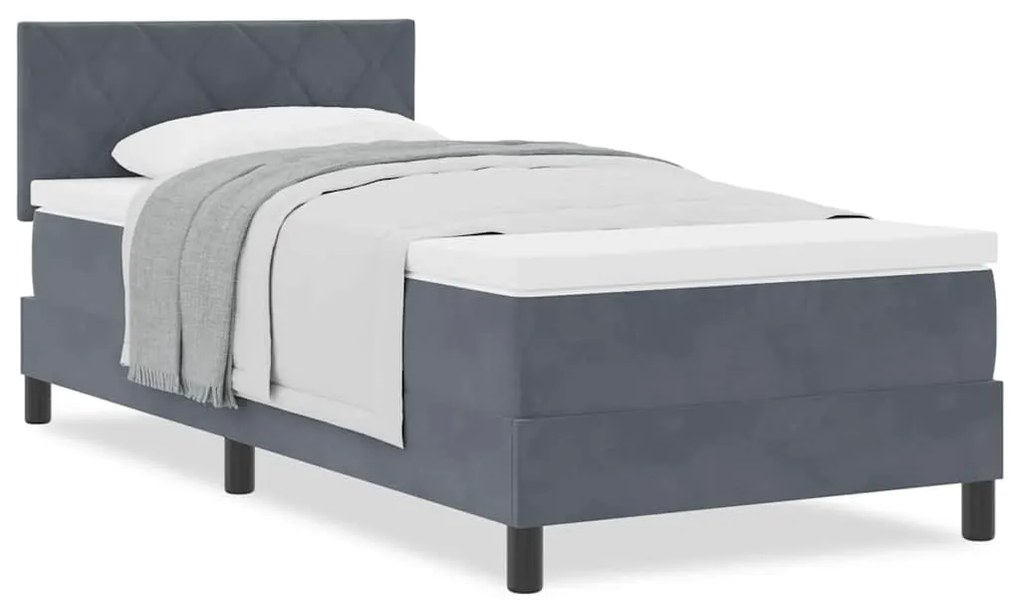 Cama com Estrado e Colchão vidaXL Cinza Escuro Solteiro Veludo
