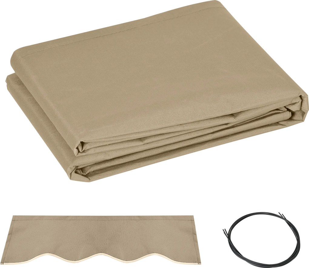 Tecido de Substituição para Toldo 382x240 cm (ESTRUTURA NÃO INCLUIDA) com Dobras Proteção UV Impermeável para Pátio Bege