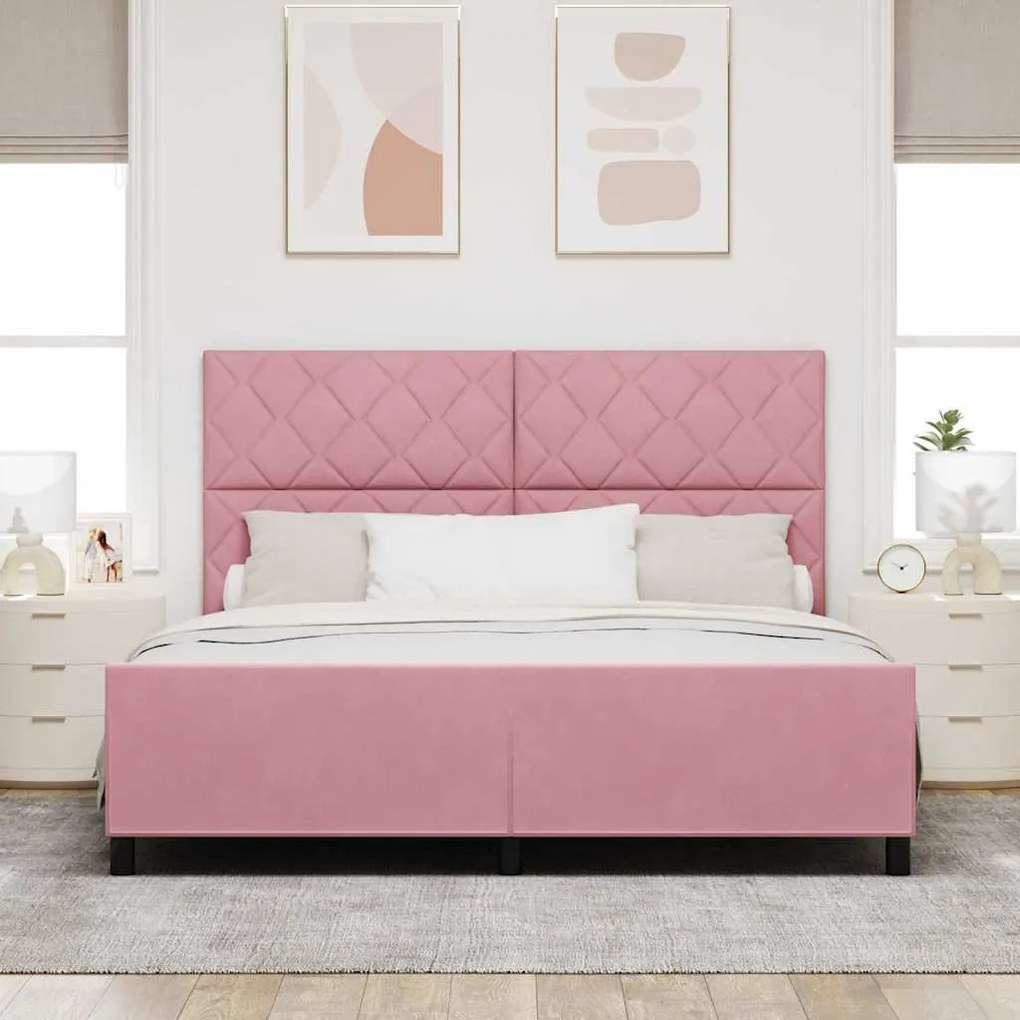 Cama vidaXL Rosa 180x200 cm Veludo