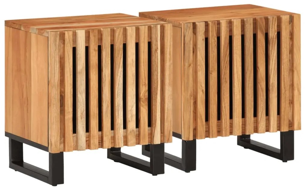 vidaXL Mesas de cabeceira 2 pcs 40x34x46 cm madeira de acácia maciça
