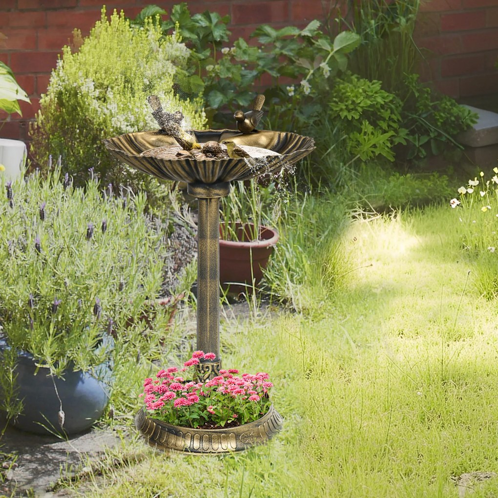 Banho para Pássaros de Jardim Exterior 81 cm com Design em Concha e Acabamento Envelhecido Leve e Resistente Bronze