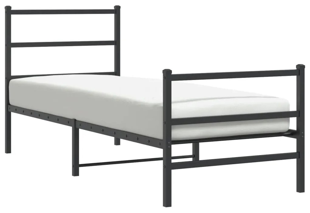 Estrutura de cama com cabeceira e pés 80x200 cm metal preto