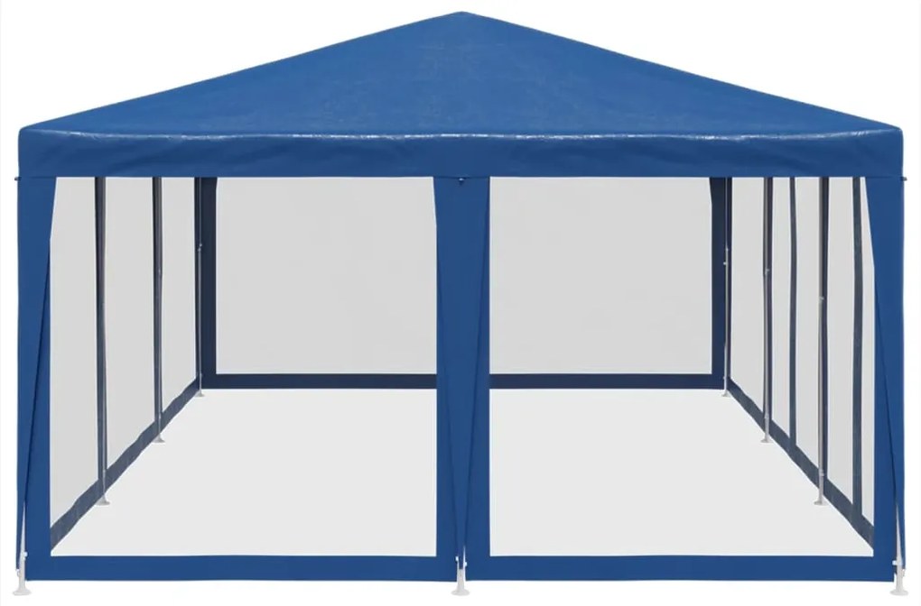 Tenda p/ festas c/ 10 paredes laterais malha 6x4 m PEAD azul