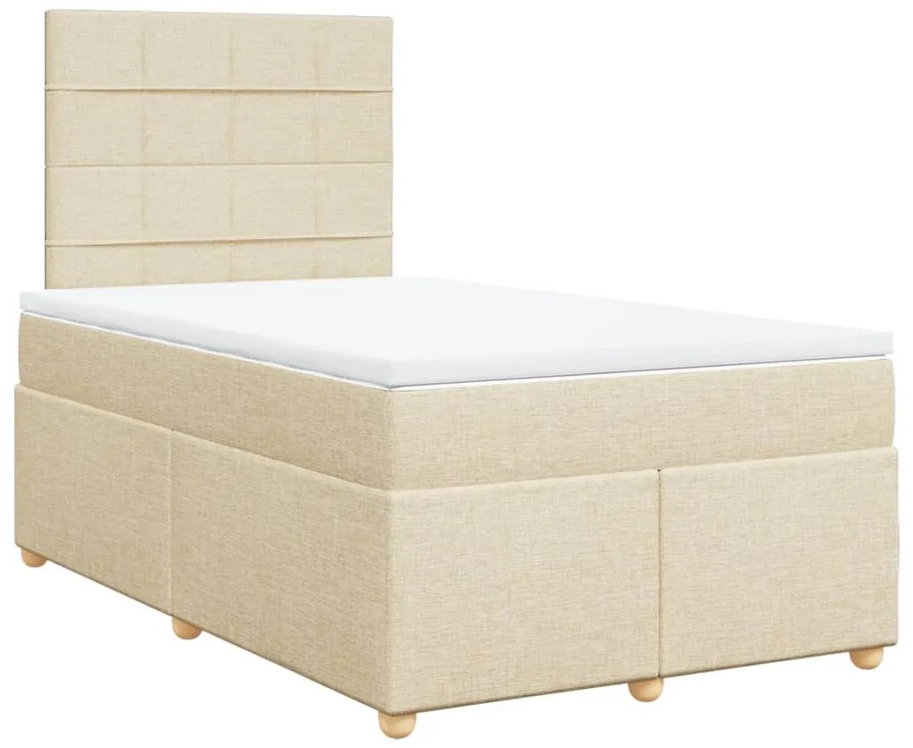 Cama boxspring com colchão 120x190 cm tecido cor creme