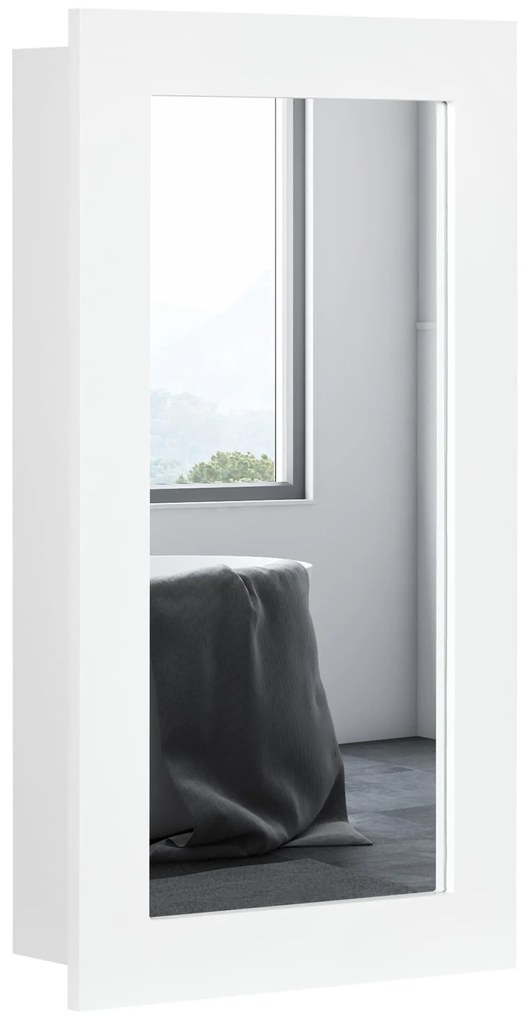 kleankin Armário Espelho Banho Parede Prateleiras Ajustáveis Design Elegante 40x12x71 cm Branco