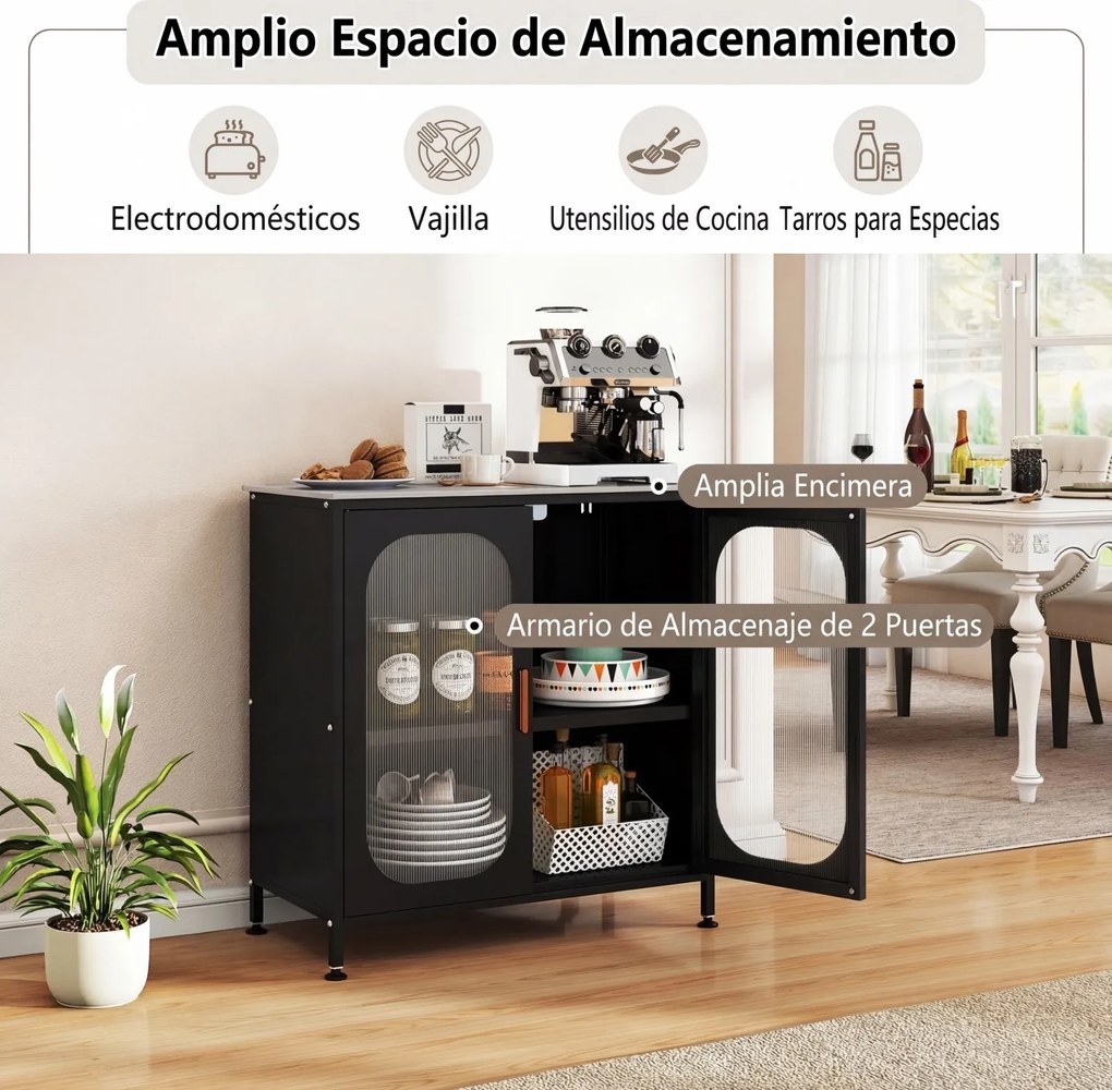 Armário de Cozinha, 83 x 42 x 85,5 cm, Estante Regulável, Preto