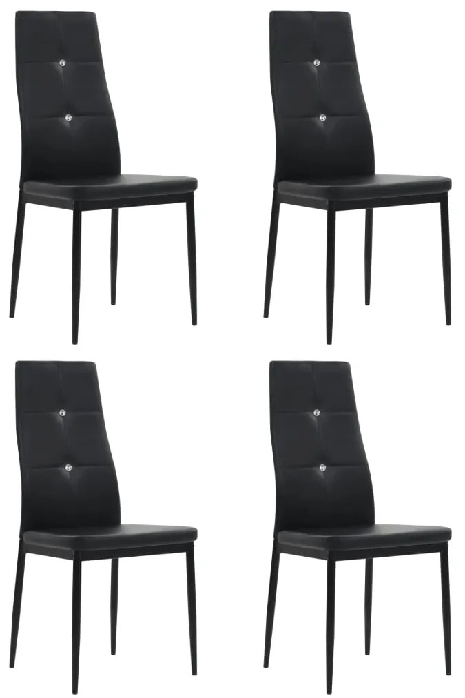 vidaXL Cadeiras de jantar 4 pcs couro artificial preto