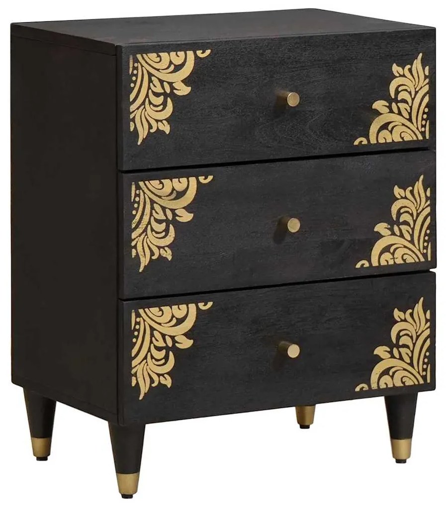 vidaXL Armário de Cabeceira com gaveta Preto 50 x 33 x 62 cm