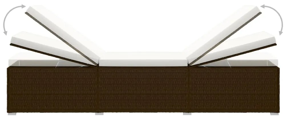 Espreguiçadeira com almofadão e mesa de centro vime PE castanho