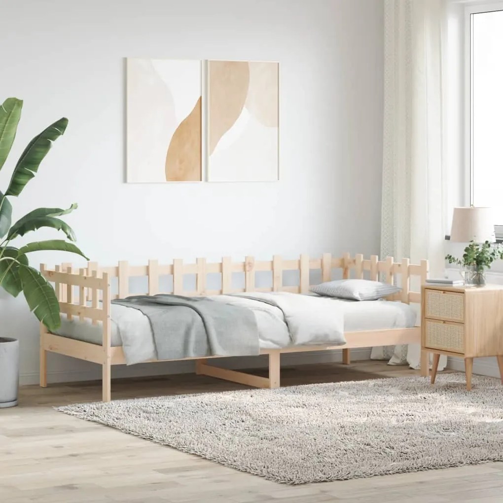 Sofá-cama sem colchão 90x190 cm madeira de pinho maciça