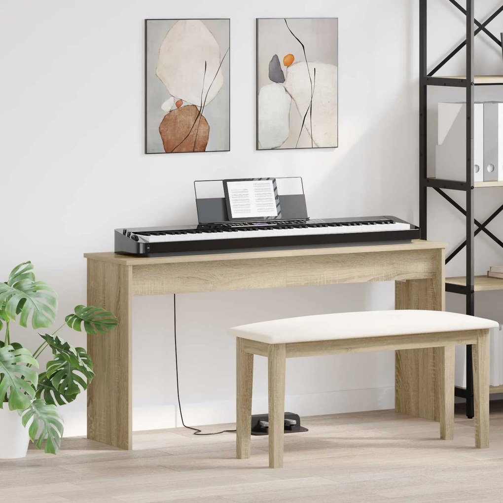 vidaXL Suporte de Teclado Carvalho Sonoma 130 x 32 x 64 cm