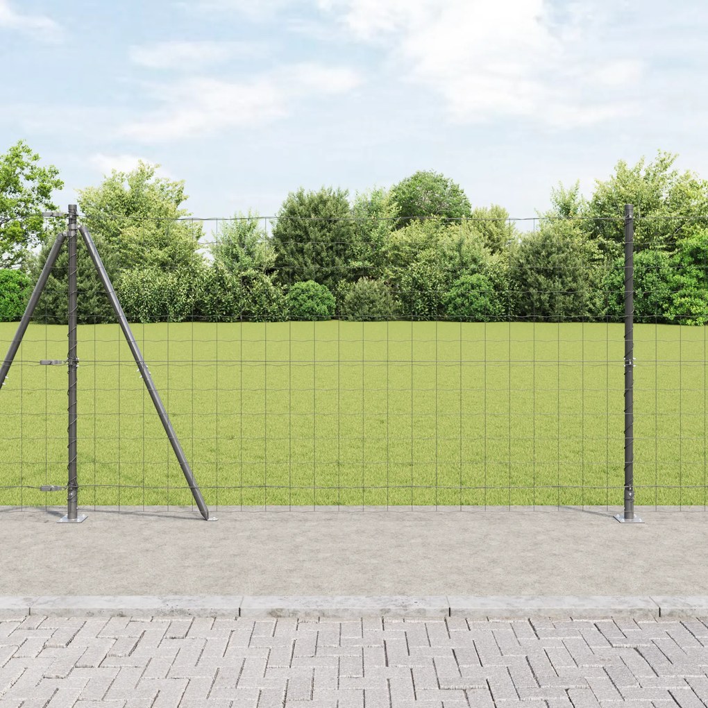 Cerca Euro com 13 Postes Flangeados 1.2x25 m Aço Galvanizado