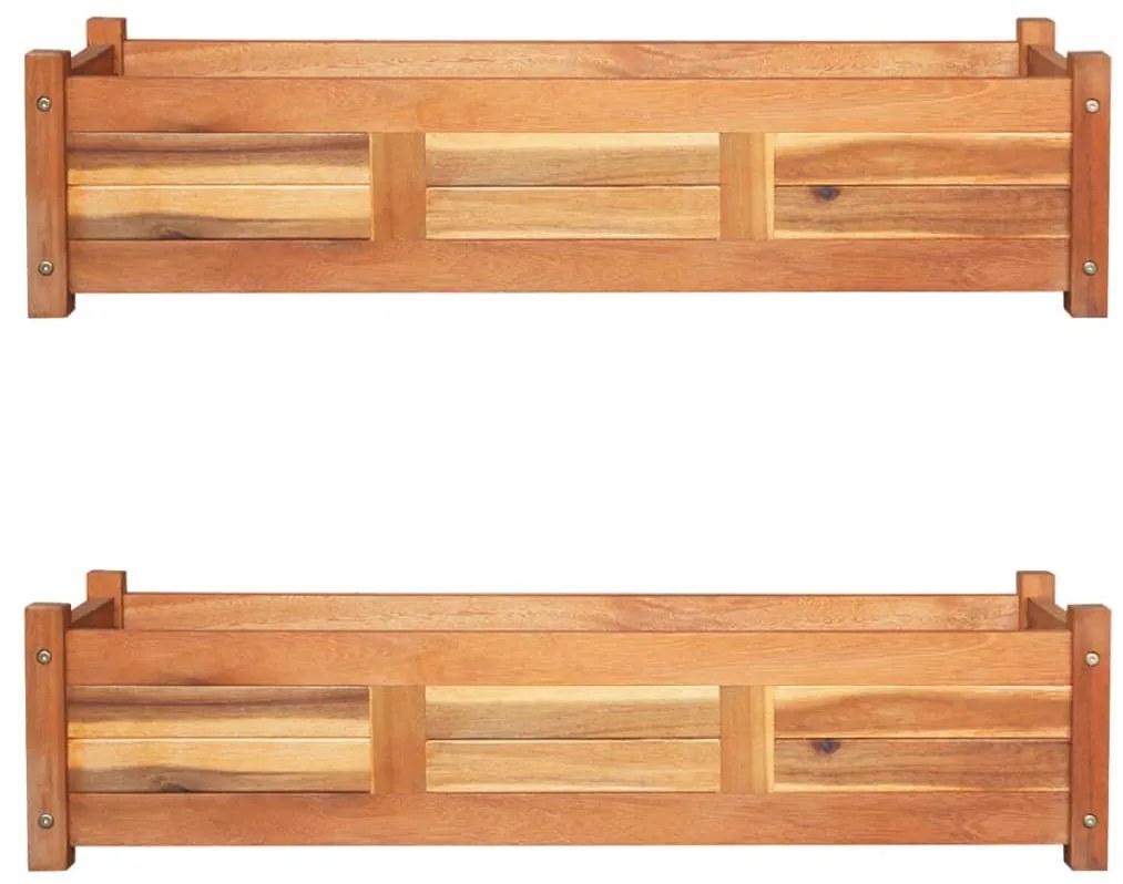 vidaXL Canteiro elevado de jardim 2 pcs 100x30x25 cm madeira de acácia