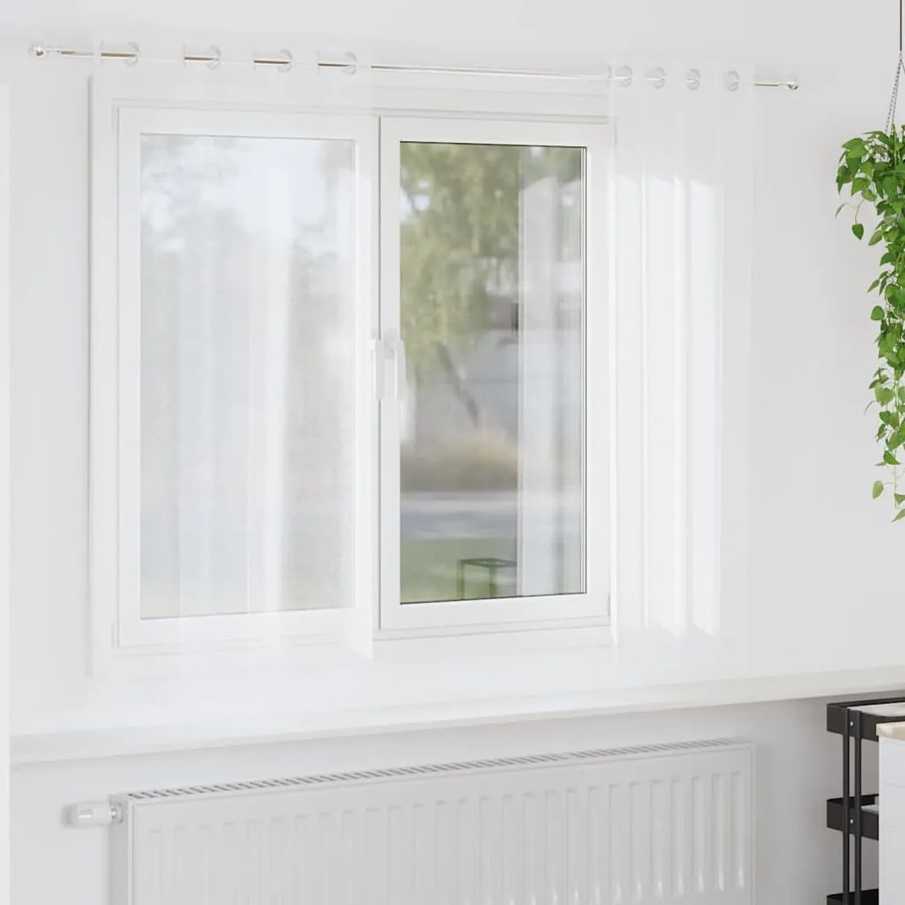 Cortinas com cortinas 2 pcs Branco 140 x 175 cm Poliéster