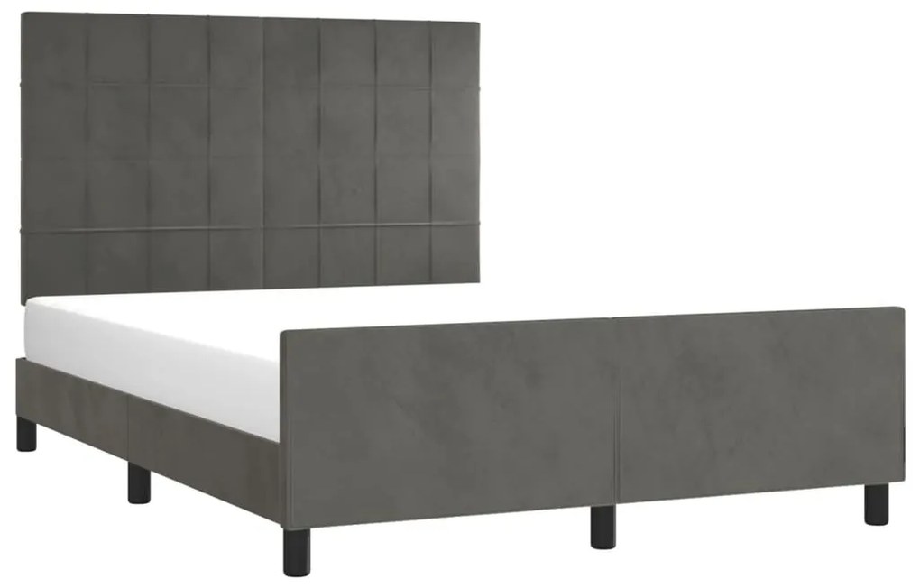 Estrutura de cama sem colchão 140x200 cm veludo cinzento-escuro