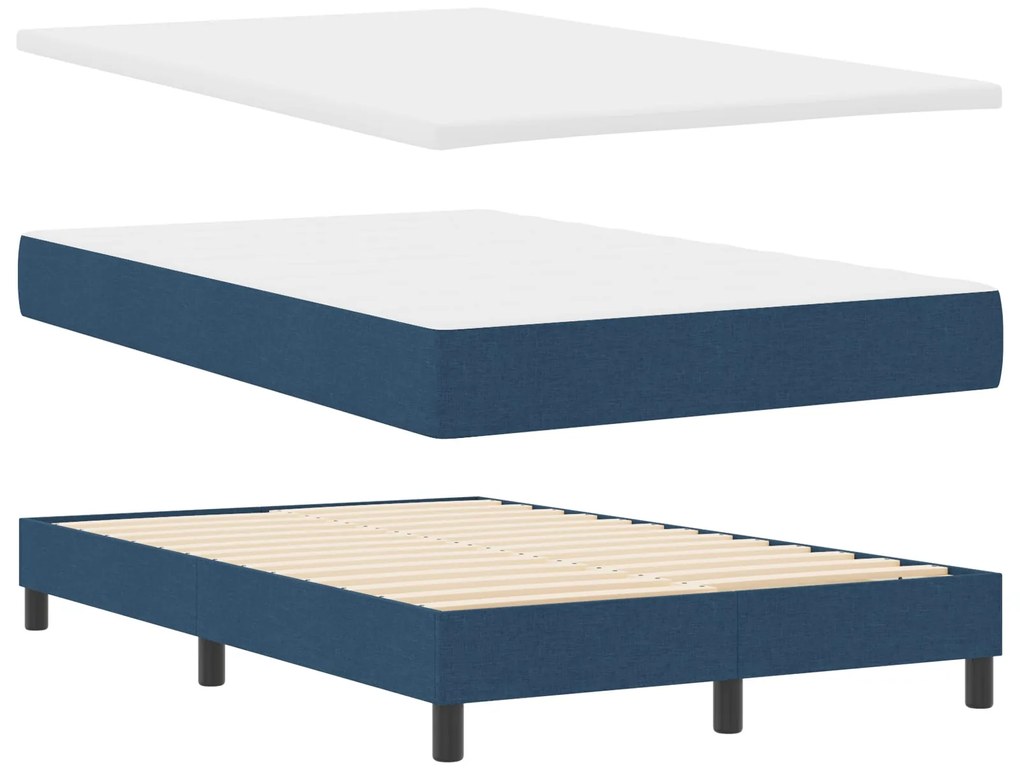 Cama Box Spring com Colchão Azul 120x200 cm Tecido