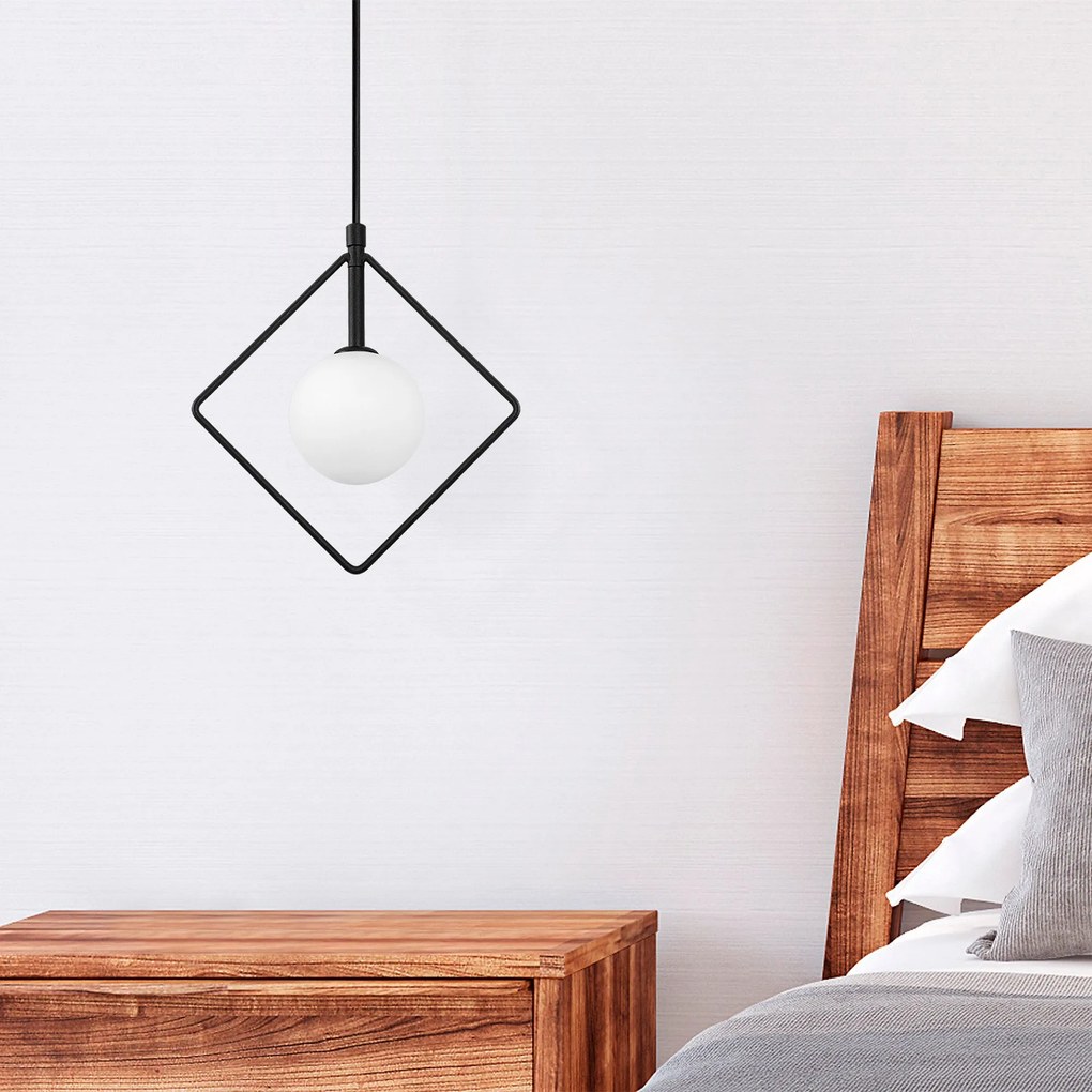 Candeeiro Suspenso Geometri – Preto e Branco – 24 x 12 cm