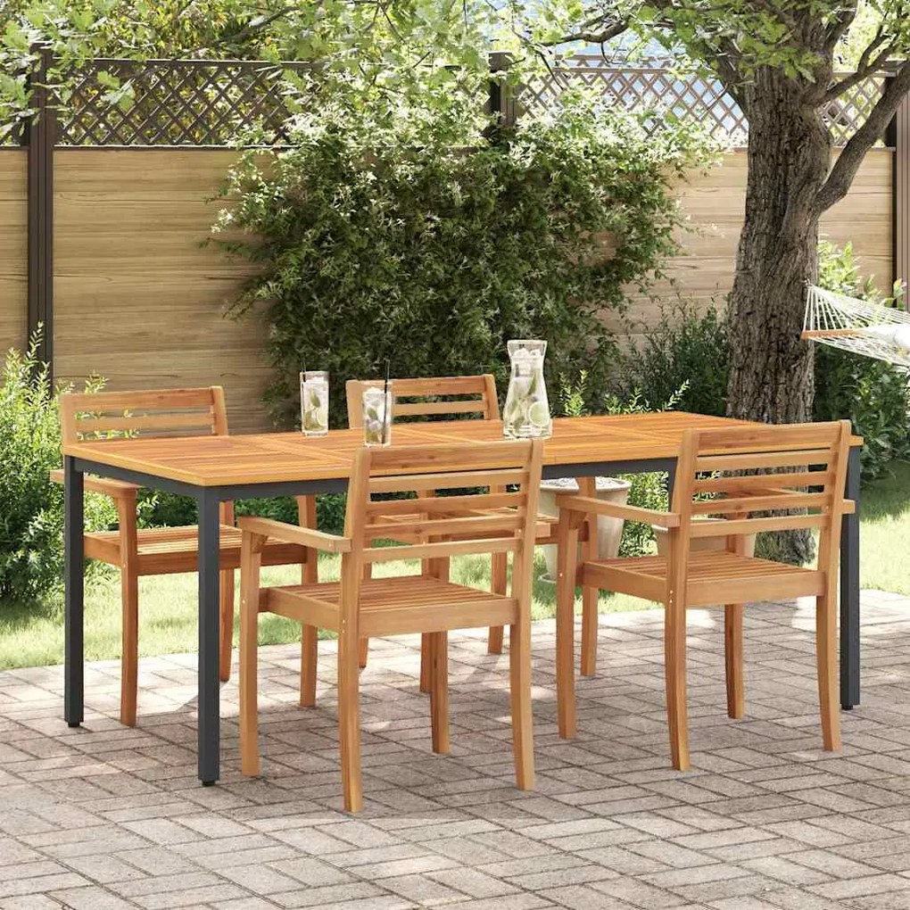 vidaXL Mesa de Exterior Natural e Preto 200 x 90 x 75 cm