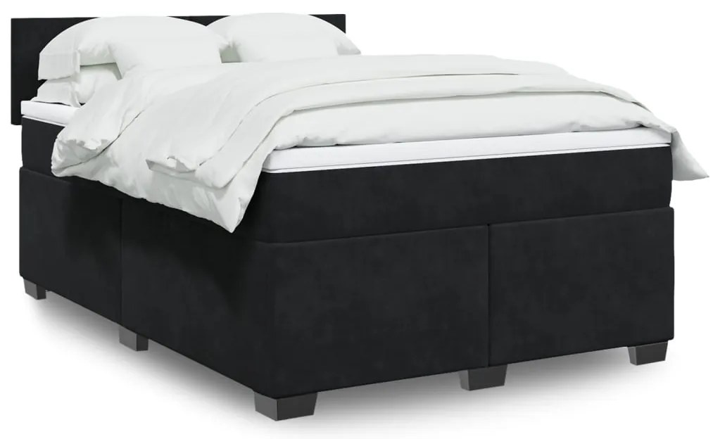 Cama com molas/colchão 140x200 cm veludo preto