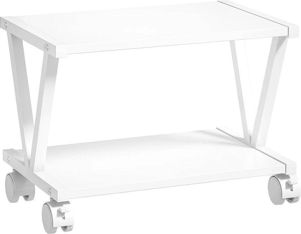 Suporte para Impressora 44L x 28P x 32A cm com 2 Prateleiras para Escritório e Casa, Branco