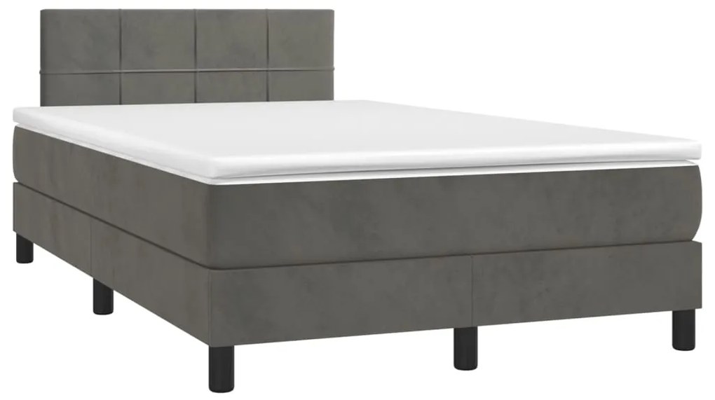 Cama boxspring com colchão 120x200 cm veludo cinzento-escuro