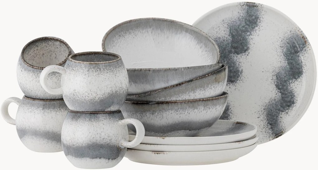 Conjunto de pequeno-almoço artesanal Paula, 4 pessoas, conjunto de 12