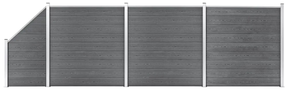 Painel vedação WPC 3 quadrados + 1 inclinado 619x186cm cinzento