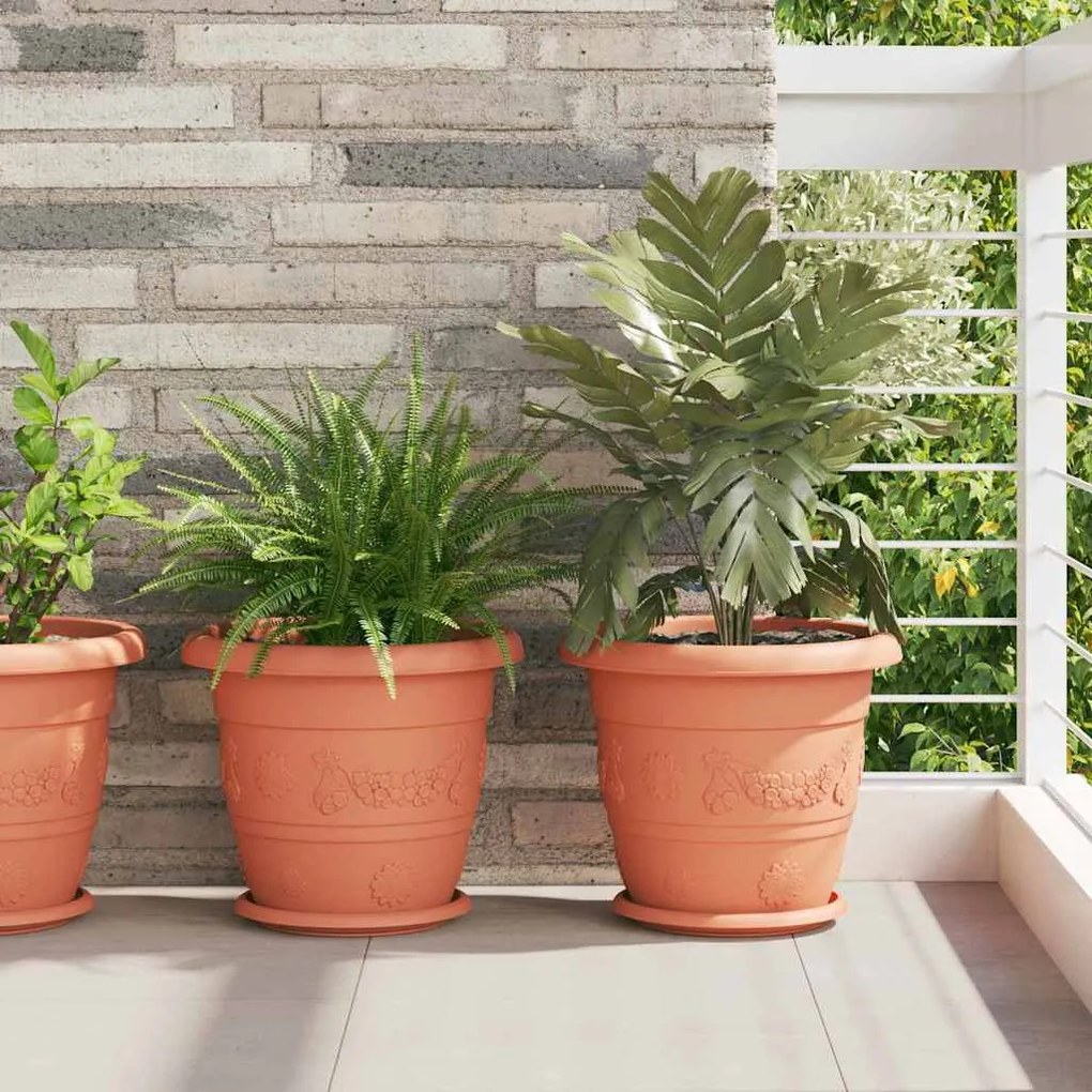 vidaXL Bandeja Redonda de Flores 6 pcs Vermelho Tijolo Ø 23,5 x 2,5 cm