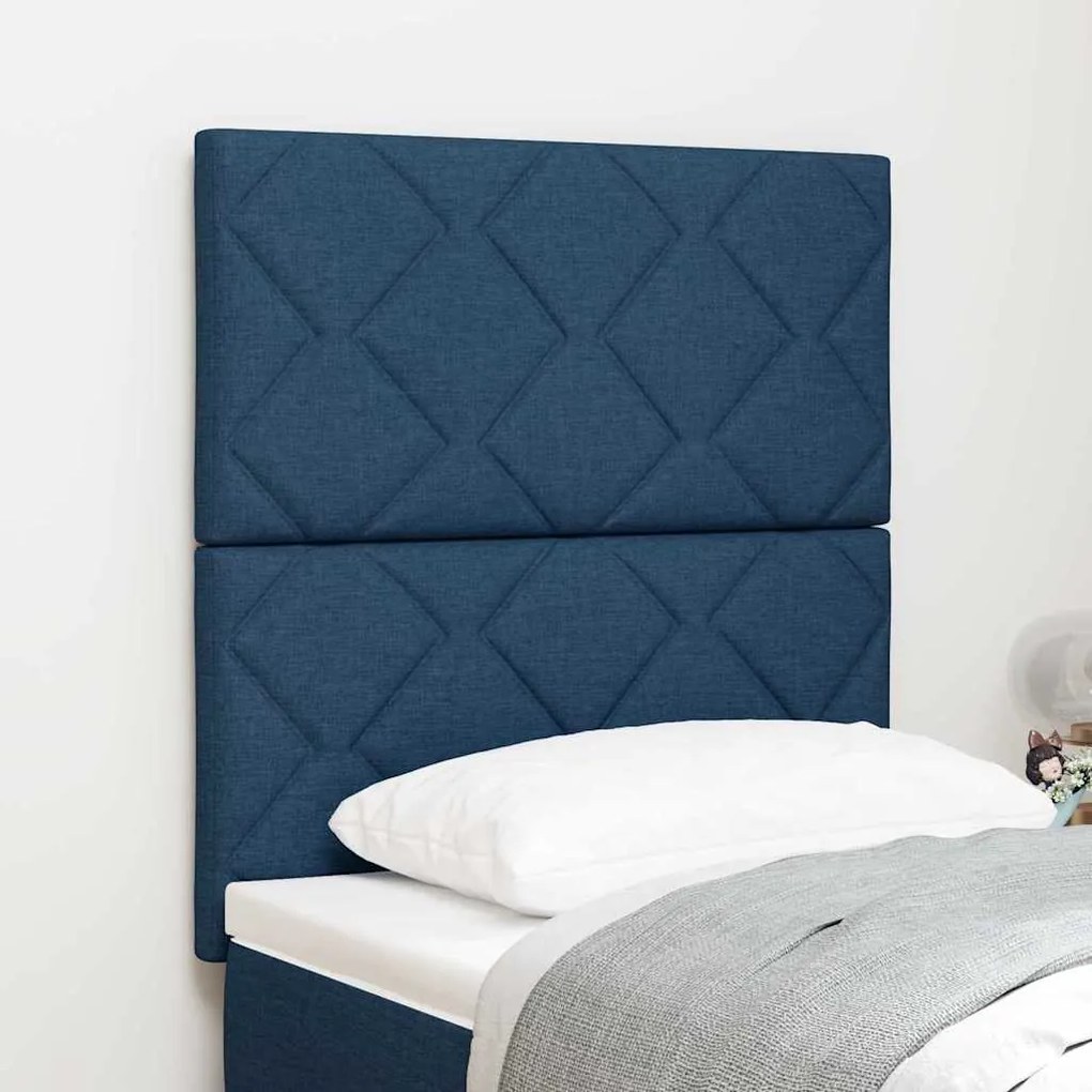 vidaXL Cabeceira Design de Blocos de Diamante Azul 80 cm em Tecido