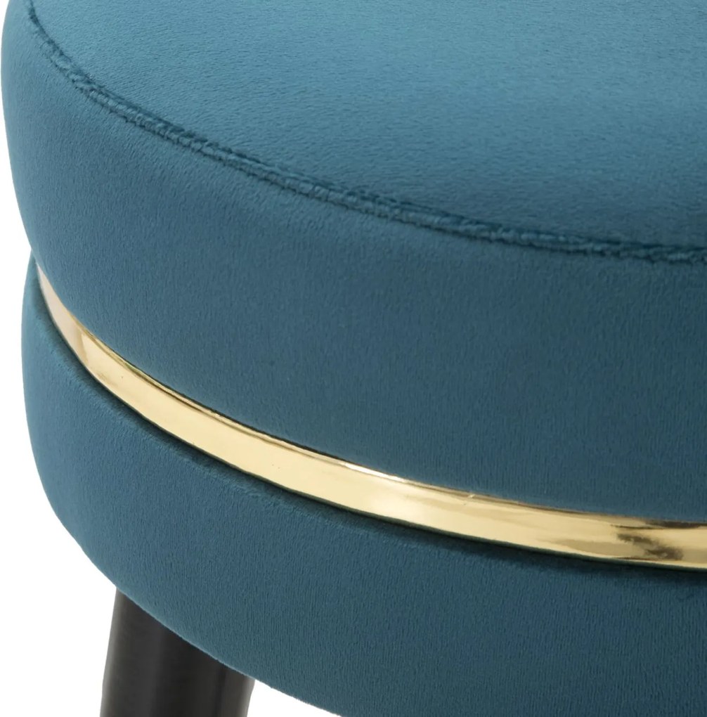 BANCO DE BAR PARIS Ø 35X74 CM AZUL-PETROL, DOURADO E PRETO