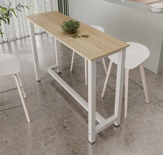 Mesa alta Anivia (140cm) blanco y sonoma