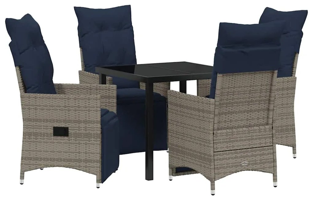 Conjunto de Jantar de Jardim vidaXL de 5 Peças com Almofadas Cinza Pol