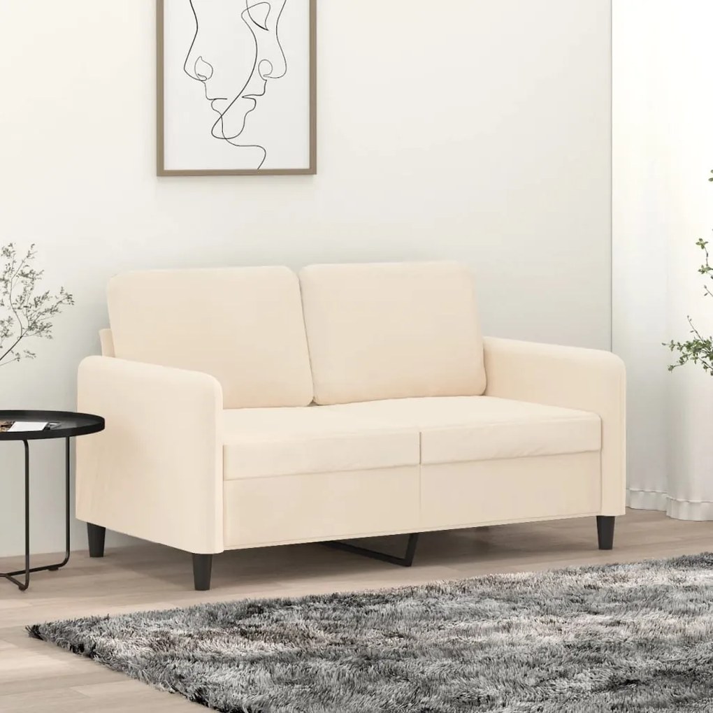 vidaXL Sofá de 2 lugares veludo 120 cm cor creme