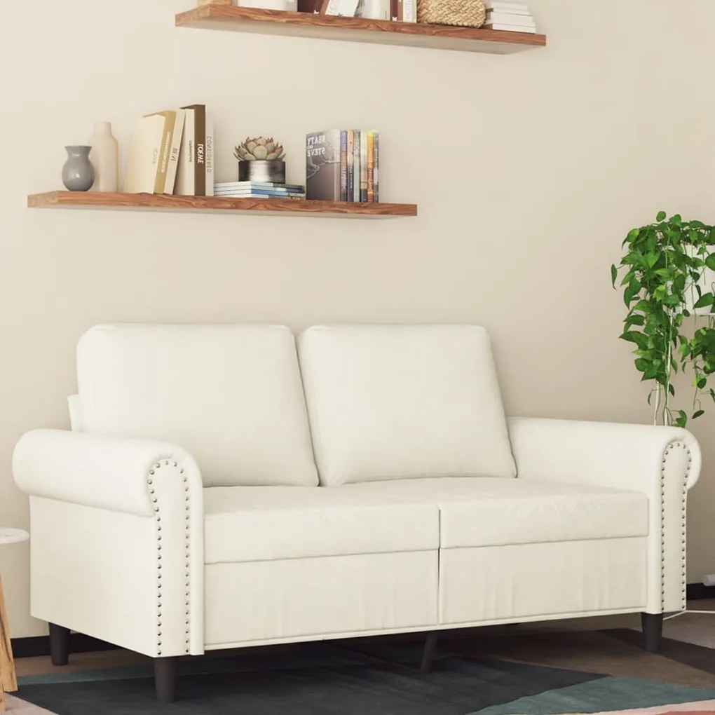 vidaXL Sofá de 2 lugares veludo 120 cm cor creme