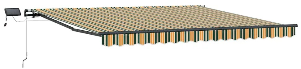 Toldo Retrátil Manual vidaXL com LED Verde e Amarelo 450x300 cm