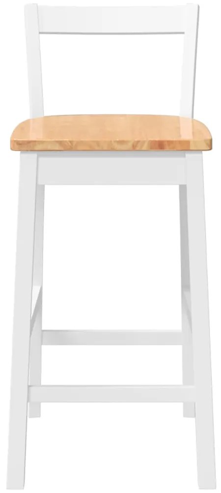 Bancos de bar 2 pcs madeira de seringueira maciça branco